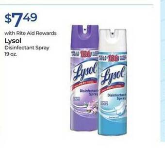 Rite Aid Lysol disinfectant spray offer