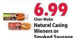 Festival Foods Cher-make natural casing wieners or smoked sausage offer