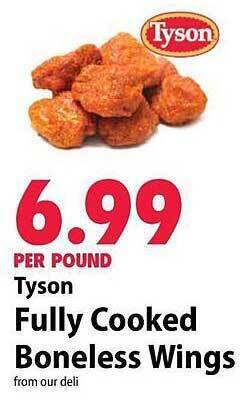 Festival Foods Tyson fully cooked boneless wings offer