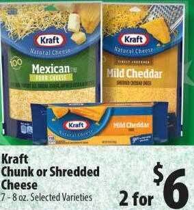 Times Supermarkets Kraft chunk or shredded cheese offer