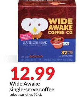 Hy-Vee Wide awake single-serve coffee offer