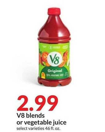 Hy-Vee V8 blends or vegetable juice offer
