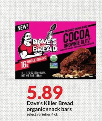 Hy-Vee Dave's killer bread organic snack bars offer