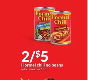 Hy-Vee Hormel chili no beans offer