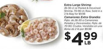 Food 4 Less Extra large shrimp offer