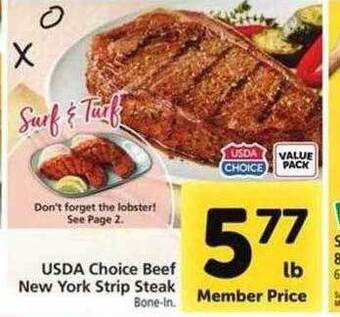 Safeway Usda choice beef new york strip steak offer