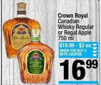Super King Markets Crown royal canadian whisky regular or regal apple offer