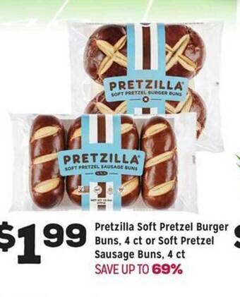 Grocery Outlet Pretzilla soft pretzel burger buns or soft pretzel sausage buns offer