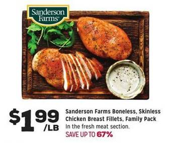 Grocery Outlet Sanderson farms boneless skinless chicken breast fillets family pack offer