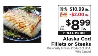 ShopRite Alaska cod fillets or steaks offer