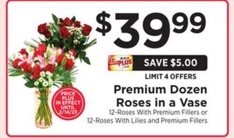ShopRite Premium dozen roses in a vase offer