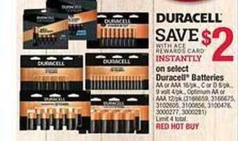 Ace Hardware Duracell batteries offer