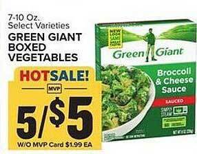 Food Lion Green giant boxed vegetables offer