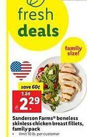 Lidl Sanderson farms boneless skinless chicken breast fillets family pack offer