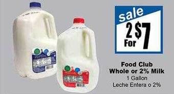 Rancho Markets Food club whole or 2% milk offer