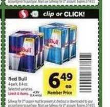 Safeway Red bull offer
