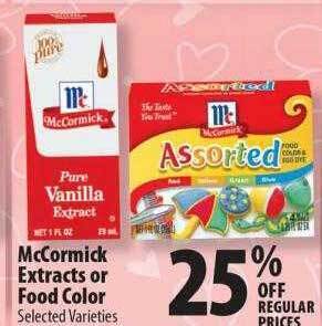 Times Supermarkets Mccormick extracts or food color offer