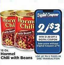 IGA Hormel chili with beans offer