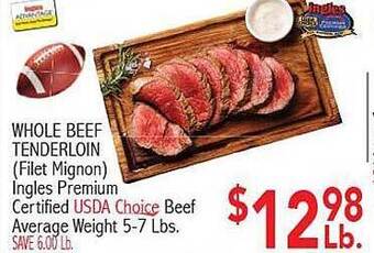 Ingles Markets Whole beef tenderloin offer