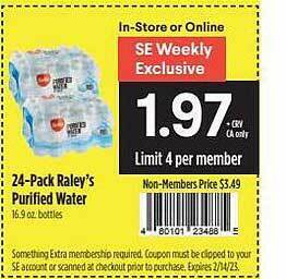 Nob Hill 24-pack raley's purified water offer