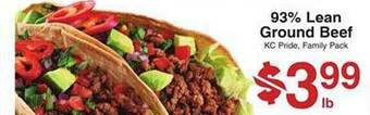 Price Chopper 93% lean ground beef offer