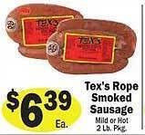 Sellers Bros Tex's rope smoked sausage offer