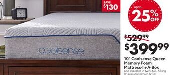 Big Lots 10" coolsense queen memory foam mattress-in-a-box offer