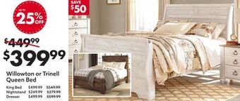 Big Lots Willowton or trinell queen bed offer