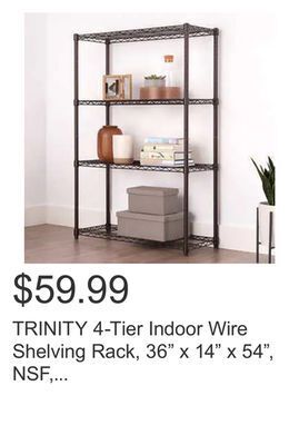 Costco Trinity 4-tier indoor wire shelving rack, 36" x 14" x 54", nsf, dark bronze offer
