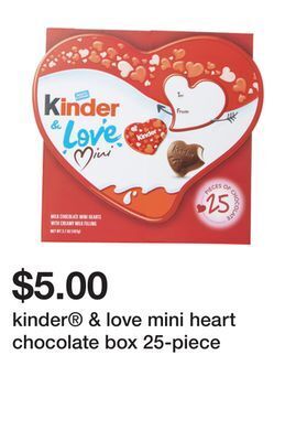 Five Below Kinder® & love mini heart chocolate box 25-piece offer