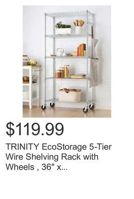 Costco Trinity ecostorage 5-tier wire shelving rack with wheels , 36" x 18" x 72" nsf, chrome color offer