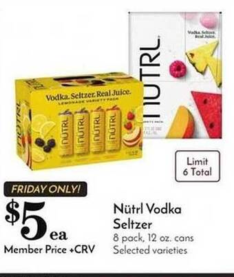 Pavilions Nütrl vodka seltzer offer