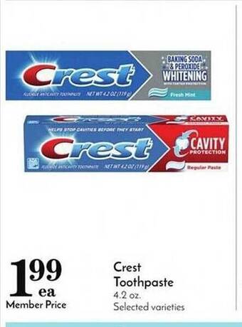 Pavilions Crest toothpaste offer