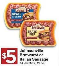 United Supermarkets Johnsonville bratwurst or italian sausage offer