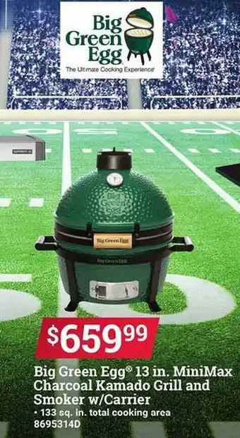 Ace Hardware Big green egg 13 in. minimax charcoal kamado grill and smoker w-carrier offer