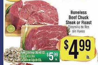 Big Saver Foods Boneless beef chuck steak or roast offer