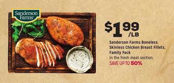 Grocery Outlet Sanderson farms boneless, skinless chicken breast fillets, family pack offer