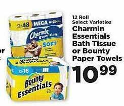 IGA Charmin essentials bath tissue or bounty paper towels offer