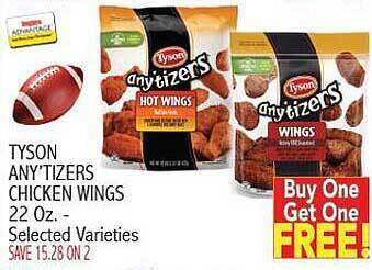 Ingles Markets Tyson any'tizers chicken wings offer