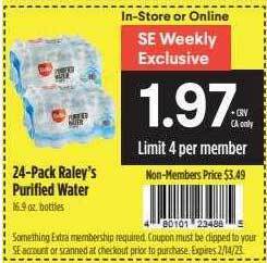 Nob Hill 24-pack raley's purified water offer