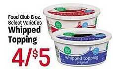 Maceys Food club whipped topping offer