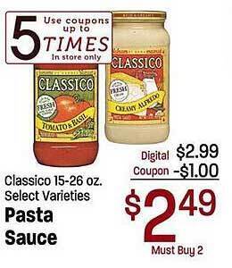 Maceys Classico pasta sauce offer