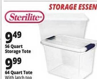 Ocean State Job Lot Sterilite 56 quart storage tote, sterilite 64 quart tote offer