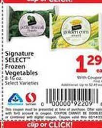 Safeway Signature select frozen vegetables offer
