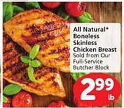 Safeway All natural boneless skinless chicken breast offer