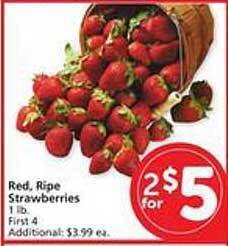 Safeway Red, ripe strawberries offer