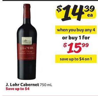 Winn Dixie J lohr cabernet offer