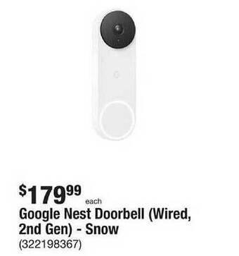 The Home Depot Google nest doorbell wired, 2nd gen - snow offer
