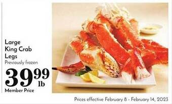 Pavilions Large king crab legs offer