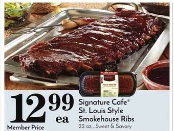 Pavilions Signature cafe st. louis style smokehouse ribs offer